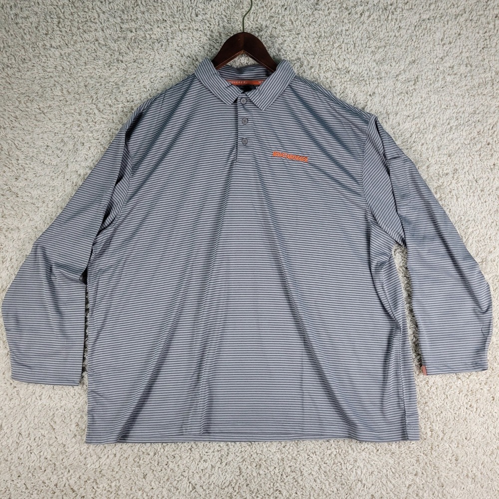 Whataburger Polo Shirt Mens 3XL Grey Striped Excellent Long Sleeve Logo
